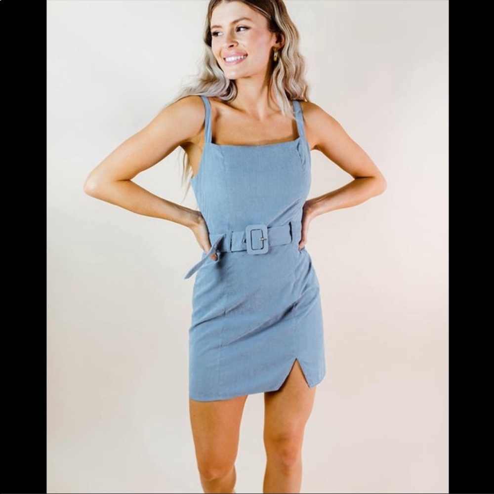 On cloud 9 kittenish dress, dusty blue